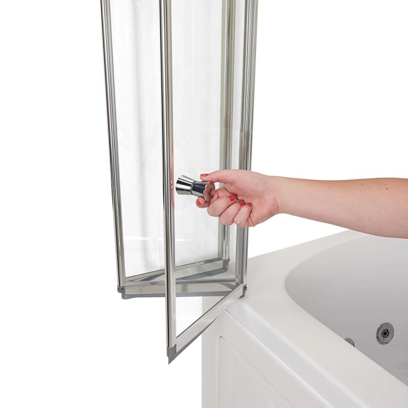 4-Fold Glass Shower Screen in Chrome Finish for Walk-In Tubs